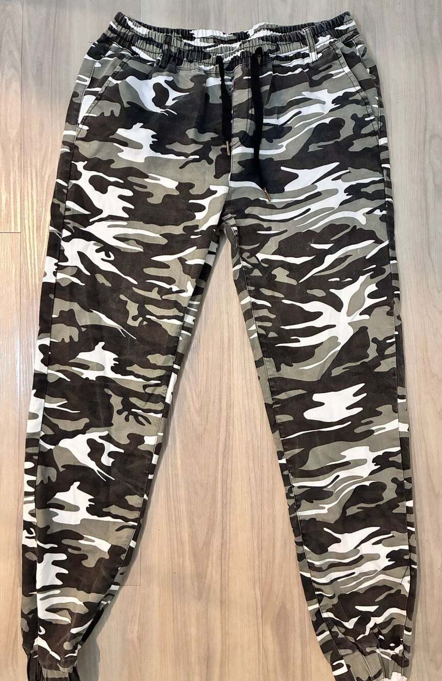 Riflessi Women's Green Camouflage Print Drawstring Waist Jogger Pants XL
